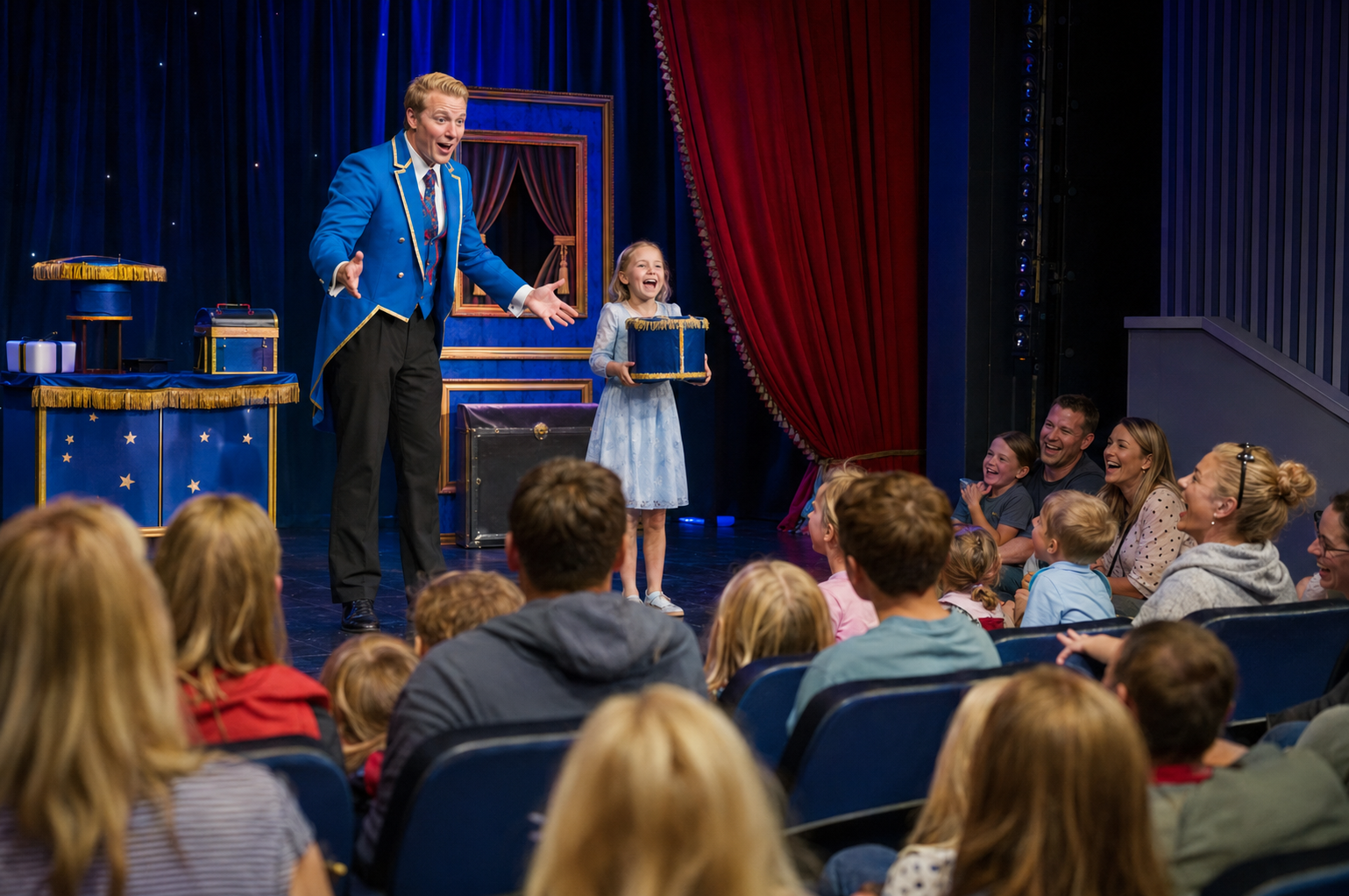A professional family magic show in a holiday park theatre